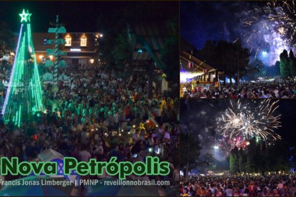 Nova Petrópolis Réveillon 2025 na Praça das Flores e Rua Coberta : show do Grupo Triou e da dupla Lucas e Felipe na virada de ano