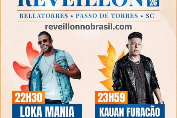 Réveillon 2026 de Passo de Torres no litoral de Santa Catarina : shows gratuitos na virada de ano no Campo à Beira-Mar de Bellatorres - Sortimentos Virada de Ano