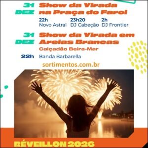 Programação Réveillon 2026 de Arroio do Sal e do Festival de Verão no litoral norte gaúcho
