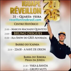 Programação Réveillon 2026 de Iguape no litoral sul paulista : confira os shows na virada de ano no Centro Histórico, Bairro do Icapara e na Praia da Jureia