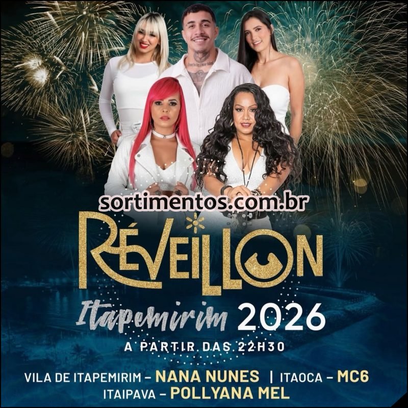 Programação Réveillon 2026 de Itapemirim no Espírito Santo - shows e queima de fogos na virada de ano em Itapemirim - Sortimentos Réveillon 2026