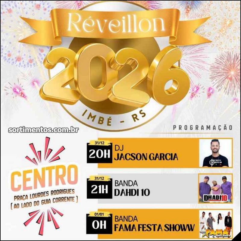 Imbé Réveillon 2026 no litoral gaúcho : shows na virada de ano no Centro e no balneário de Mariluz
