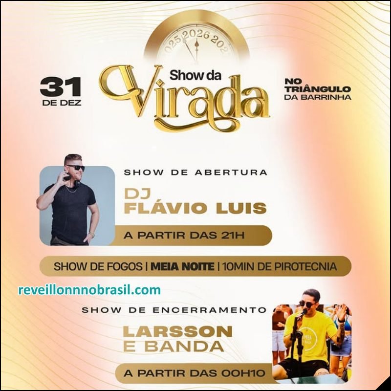 Programação Réveillon 2026 em São Lourenço do Sul : shows e queima de fogos na Praia da Barrinha na virada de ano