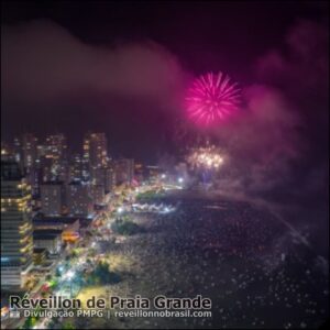 Queima de fogos no Réveillon 2026 de Praia Grande - Réveillon de Praia Grande no litoral paulista - Sortimentos Virada de Ano
