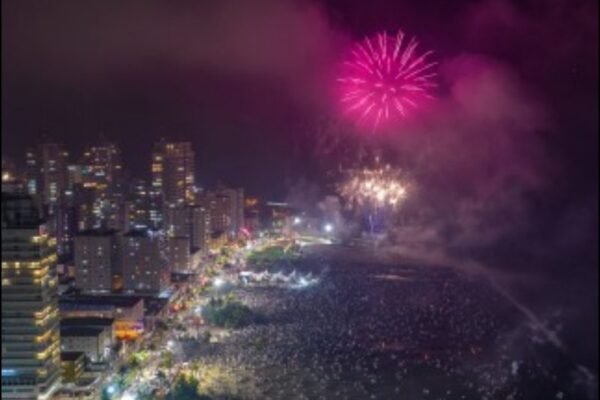 Queima de fogos no Réveillon 2026 de Praia Grande - Réveillon de Praia Grande no litoral paulista - Sortimentos Virada de Ano