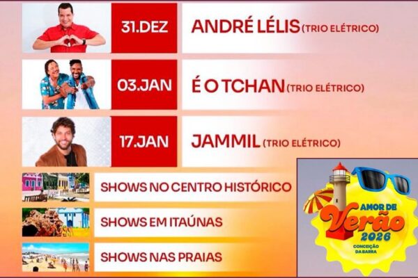 Conceição da Barra Réveillon 2026 : shows, festas e queima de fogos na virada de ano em Conceição da Barra