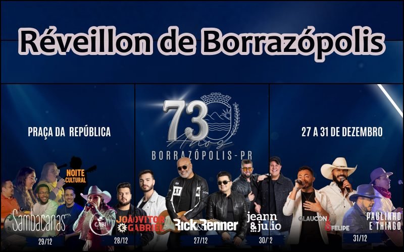 Borrazópolis Réveillon 2026 : Shows Réveillon de Borrazópolis no Paraná - Sortimentos Virada de Ano