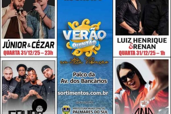 Praia do Quintão Réveillon 2026 em Palmares do Sul no litoral gaúcho : shows na virada de ano na Praia do Quintão