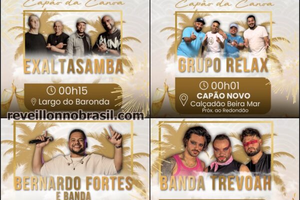Capão da Canoa Réveillon 2026 : shows no Baronda, em Arroio Teixeira, Curumim e Capão Novo - Sortimentos Virada de Ano